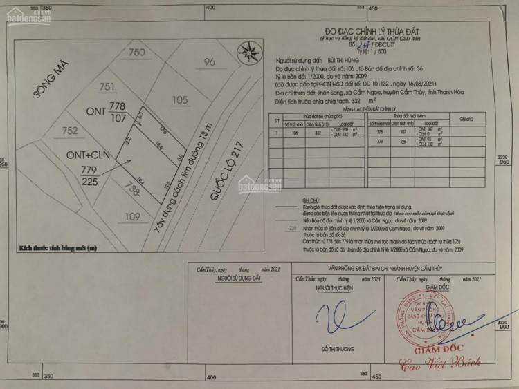 Cần bán lô đất: Tại mặt tiền Ql217 xã Cẩm Ngọc huyện Cẩm Thuỷ - Thanh Hoá