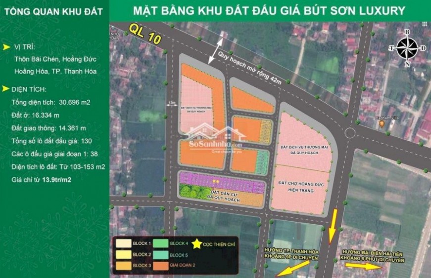 Bán đất đã đấu giá thị trấn Bút Sơn, Huyện Hoằng Hóa trên trục Quốc Lộ 10 đã có sổ đỏ từng lô.