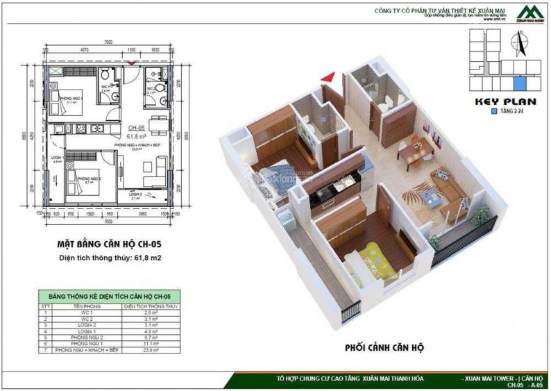 Cắt lỗ căn 62m2 chung cư Xuân Mai Tower Thanh Hóa siêu xịn