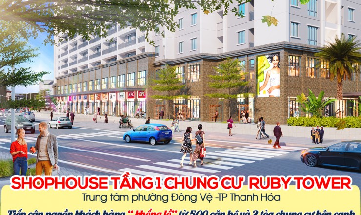 Mặt bằng kinh doanh Thanh Hóa - tầng 1 chung cư Ruby 1000 căn hộ.