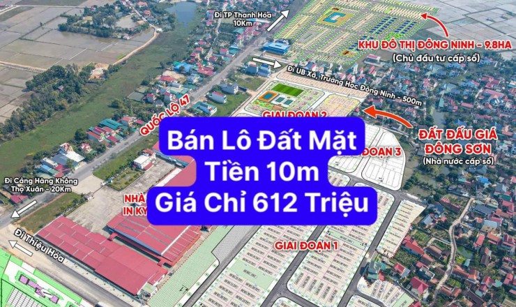 Bán trúng đấu giá hơn 600tr lô đất 10m mặt tiền ngay nút giao cao tốc TP Thanh Hoá 0963532495