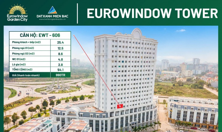 Bán căn hộ chung cư Eurowindow  giá chỉ 990tr 0975088993