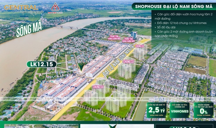 Căn shophose góc duy nhất tạ Central Riverside Thanh Hóa