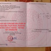 HOT HOT HOT !!CẦN BÁN GẤP LÔ ĐẤT TẠI Xã Thành Tiến, Thạch Thành, Thanh Hóa