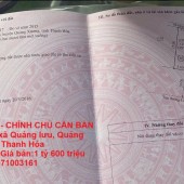 ĐẤT ĐẸP - GIÁ TỐT - CHÍNH CHỦ CẦN BÁN GẤP LÔ ĐẤT  tại xã Quảng lưu, Quảng xương, Thanh Hóa