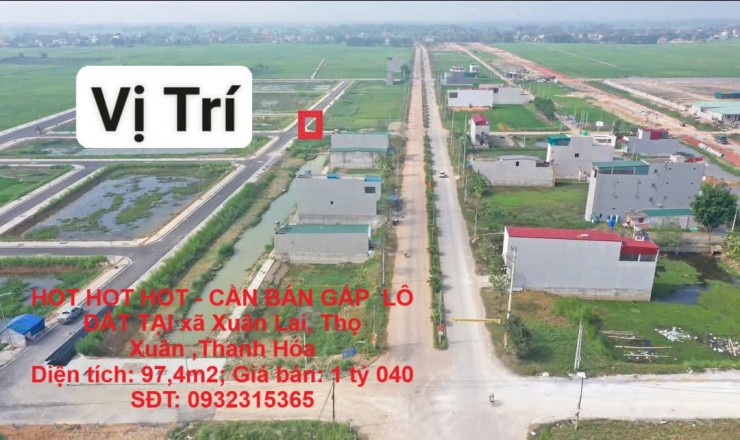 HOT HOT HOT - CẦN BÁN GẤP  LÔ ĐẤT TẠI xã Xuân Lai, Thọ Xuân ,Thanh Hóa
