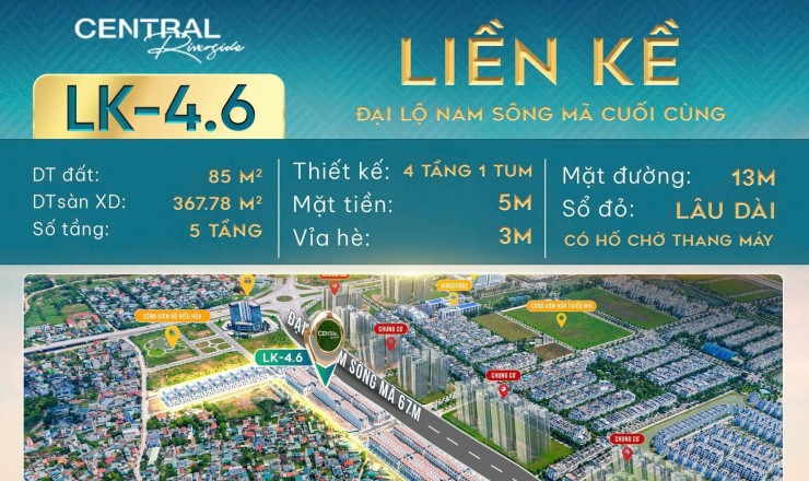 BÁN CẶP LIỀN KỀ SIÊU VÍP DỰ ÁN CENTRAL RIVERSIDE NGAY TỈNH ỦY THANH HÓA CHỈ VỚI 3,X TỶ