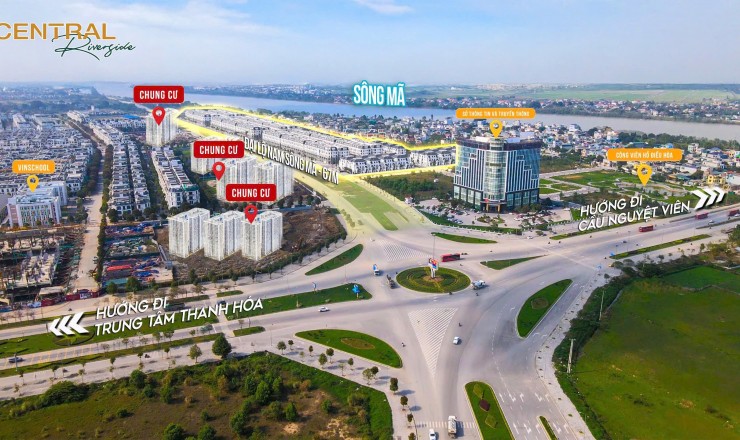BÁN BIỆT THỰ 3 TẦNG CENTRAL RIVERSIED THANH HÓA NGAY TRUNG TÂM HÀNH CHÍNH TỈNH CHỈ 12,X TỶ