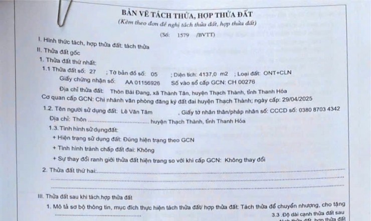 Bán lô đất tại Thạch Thành - Thanh Hóa. Chỉ 195tr có ngay lô đất 160m2.