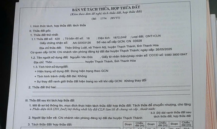 Bán đất chính chủ tại Thành Mỹ - Thạch Thành – Thanh Hóa. CHỈ 190tr/lô