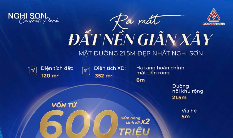 RA MẮT QUỸ CĂN SIÊU ĐẸP ĐƯỜNG 21,5 M KHU ĐÔ THỊ NGHI SƠN CENTRAL PARK