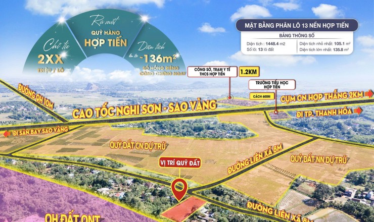Ra mắt bảng hàng 13 lô đất trung tâm HỢP TIẾN giá chỉ từ 2xx triệu/lô