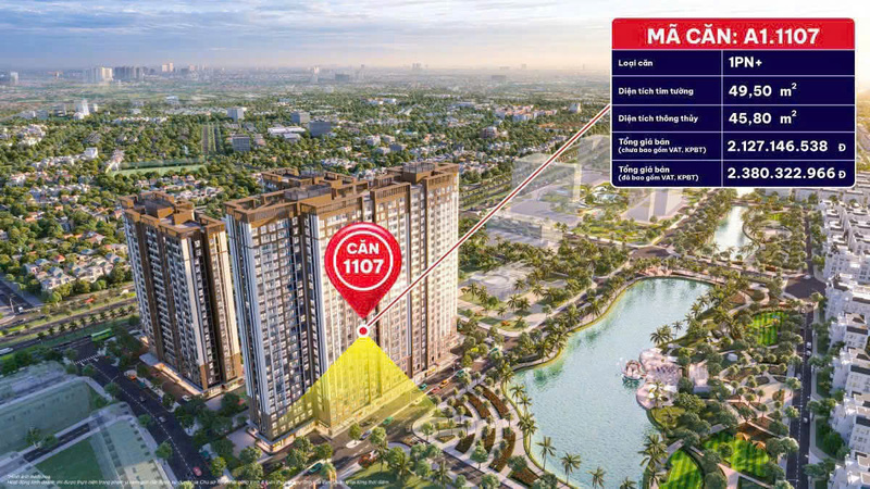 Hình minh họa vị trí căn hộ A1.1107 Hình minh họa vị trí căn hộ A1.1107