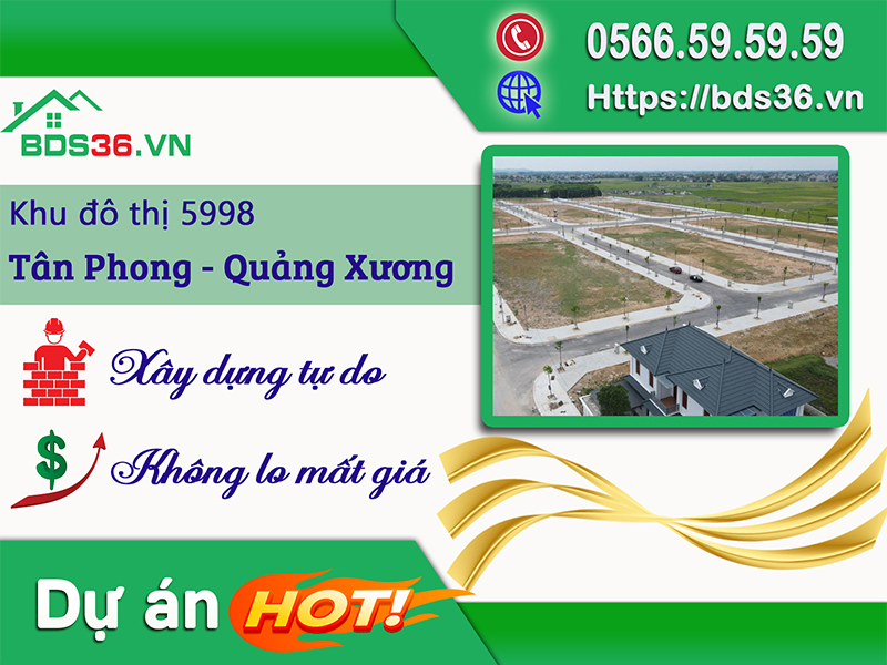 Chủ sở hữu sẽ được xây dựng tự do tại khu đô thị 5998 Tân Phong - Quảng Xương