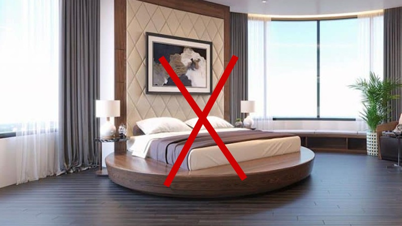 Phòng ngủ tuyệt đối không nên thiết kế hình tròn hoặc bị xiên xẹo, méo mó
