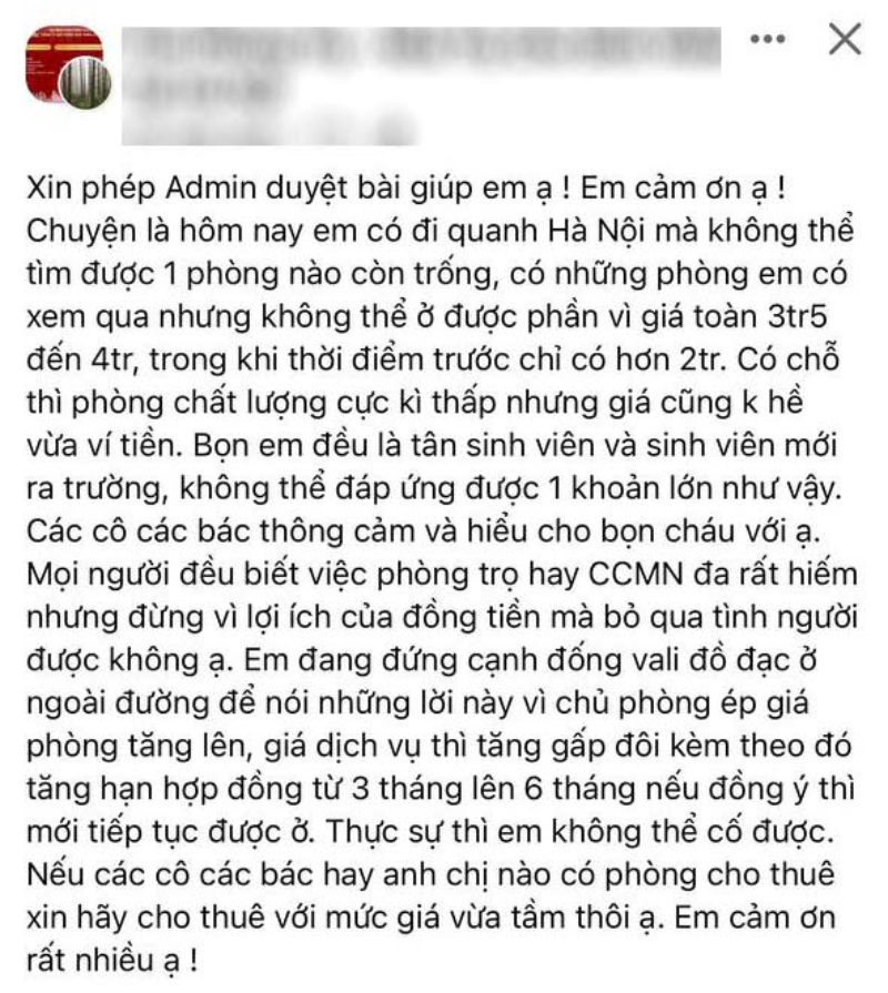 Các bạn sinh viên cảm thấy bức xúc khi giá phòng trọ tăng cao 