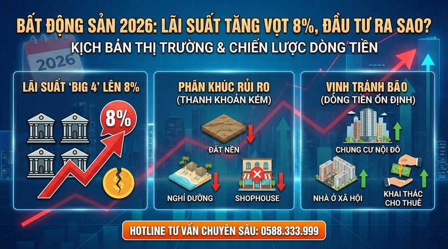 Lãi suất ngân hàng vọt lên 8%: Những loại hình bất động sản nào sẽ ngấm đòn đầu tiên năm 2026?